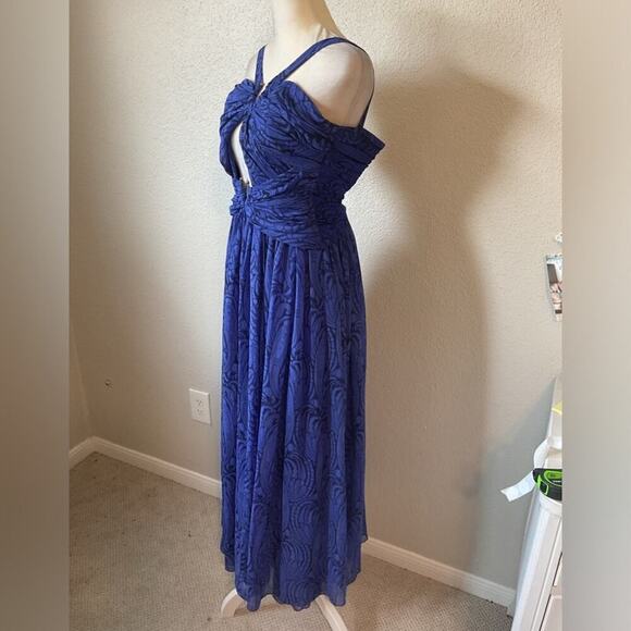 The Jetset Diaries Sea Goddess Blue Cutout Front Slit Maxi Dress Size XS - Picture 4 of 11